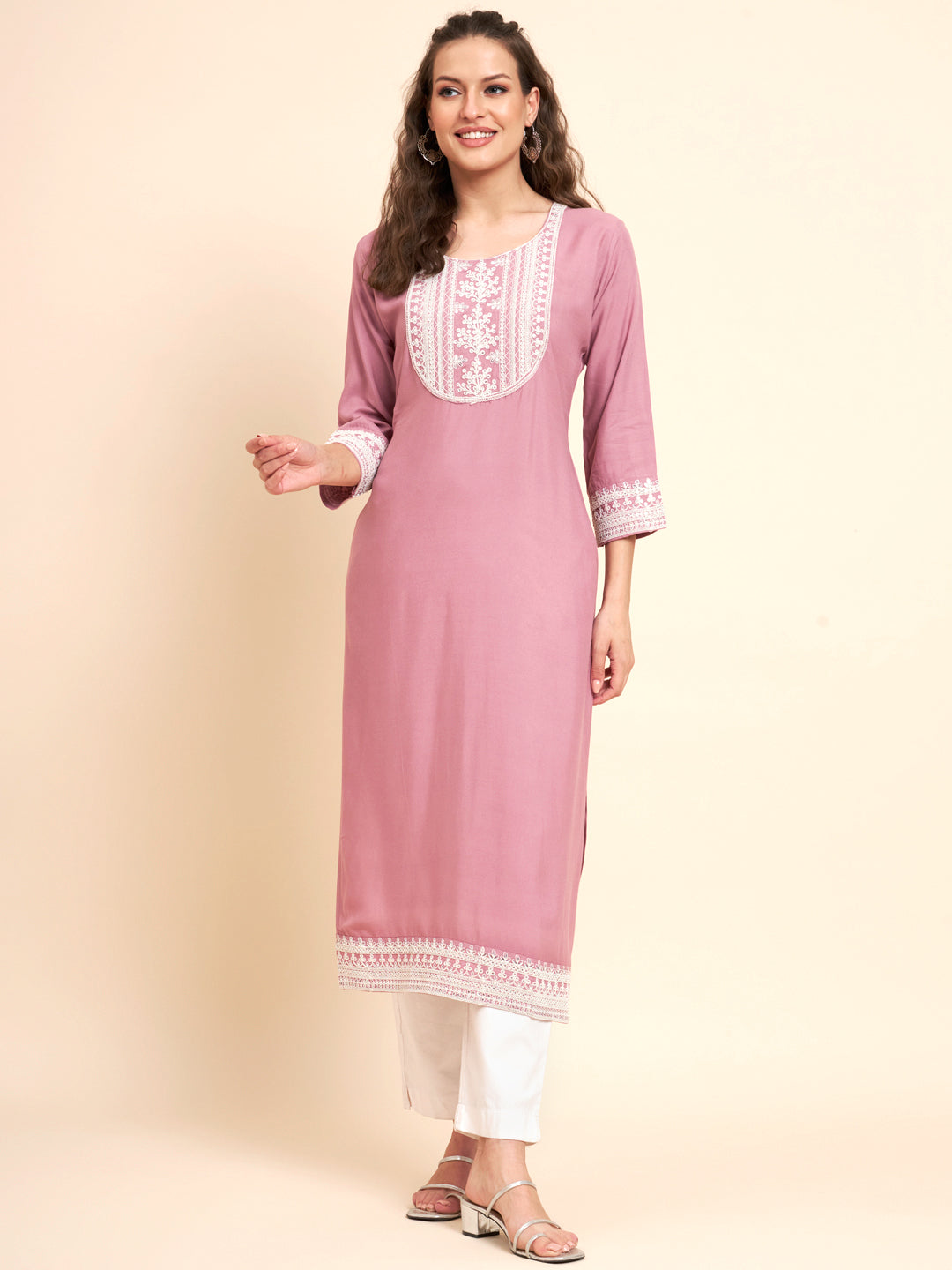 Stylish Rayon Kurti | Elegant Designer Thread Embroidery