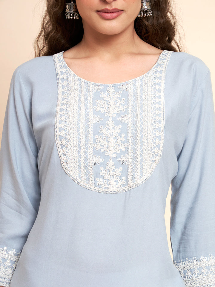 Stylish Rayon Kurti | Elegant Designer Thread Embroidery