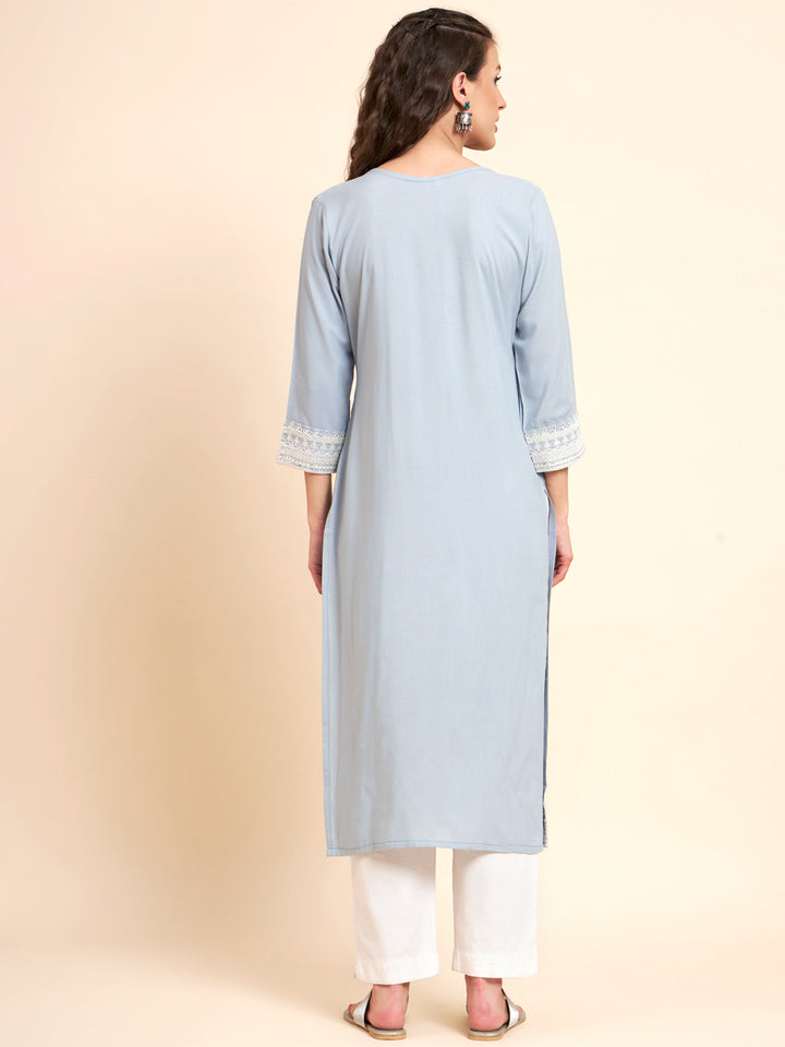 Stylish Rayon Kurti | Elegant Designer Thread Embroidery