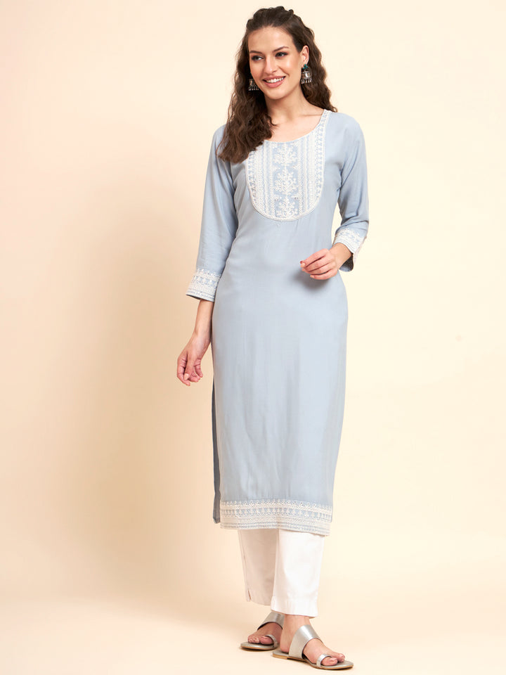 Stylish Rayon Kurti | Elegant Designer Thread Embroidery