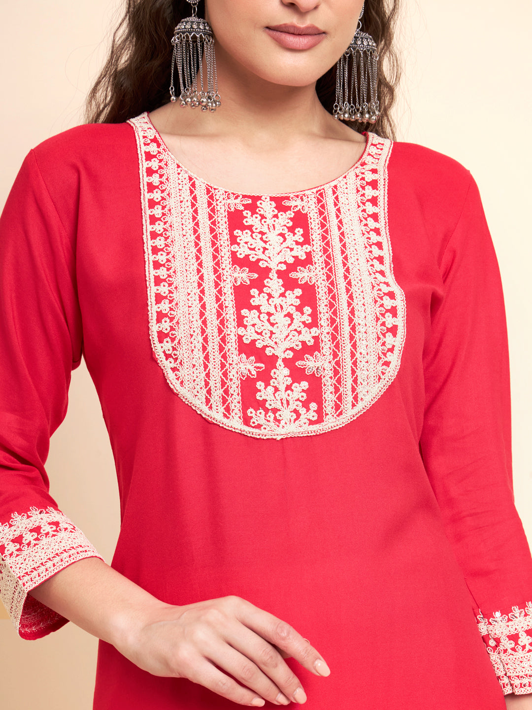 Stylish Rayon Kurti | Elegant Designer Thread Embroidery
