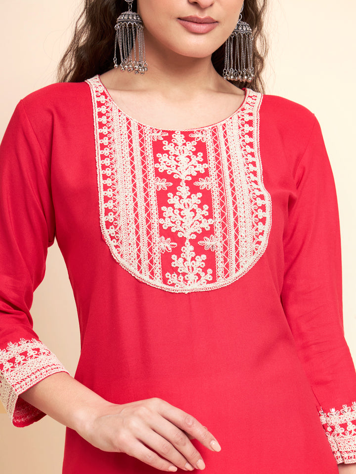Stylish Rayon Kurti | Elegant Designer Thread Embroidery