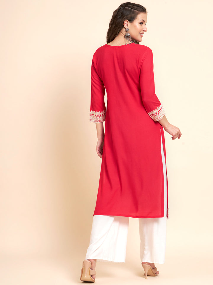 Stylish Rayon Kurti | Elegant Designer Thread Embroidery