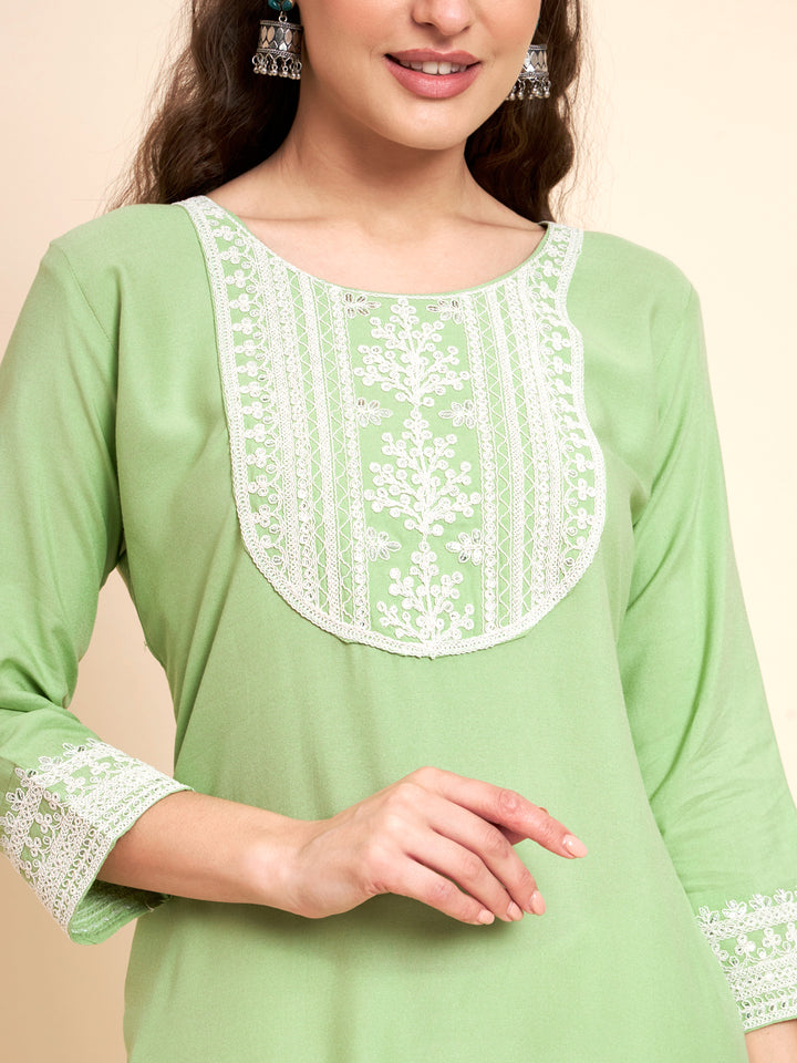 Stylish Rayon Kurti | Elegant Designer Thread Embroidery