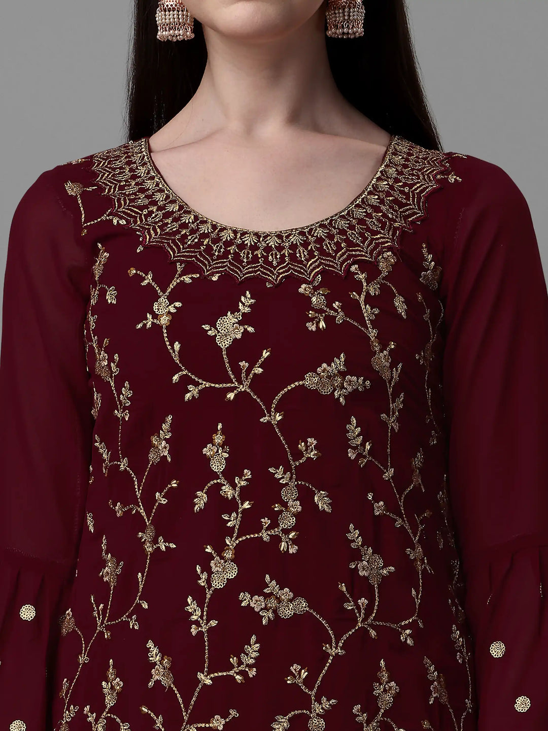 Designer Embroidered Faux-Georgette Salwar Kameez | Elegant Party & Wedding Wear