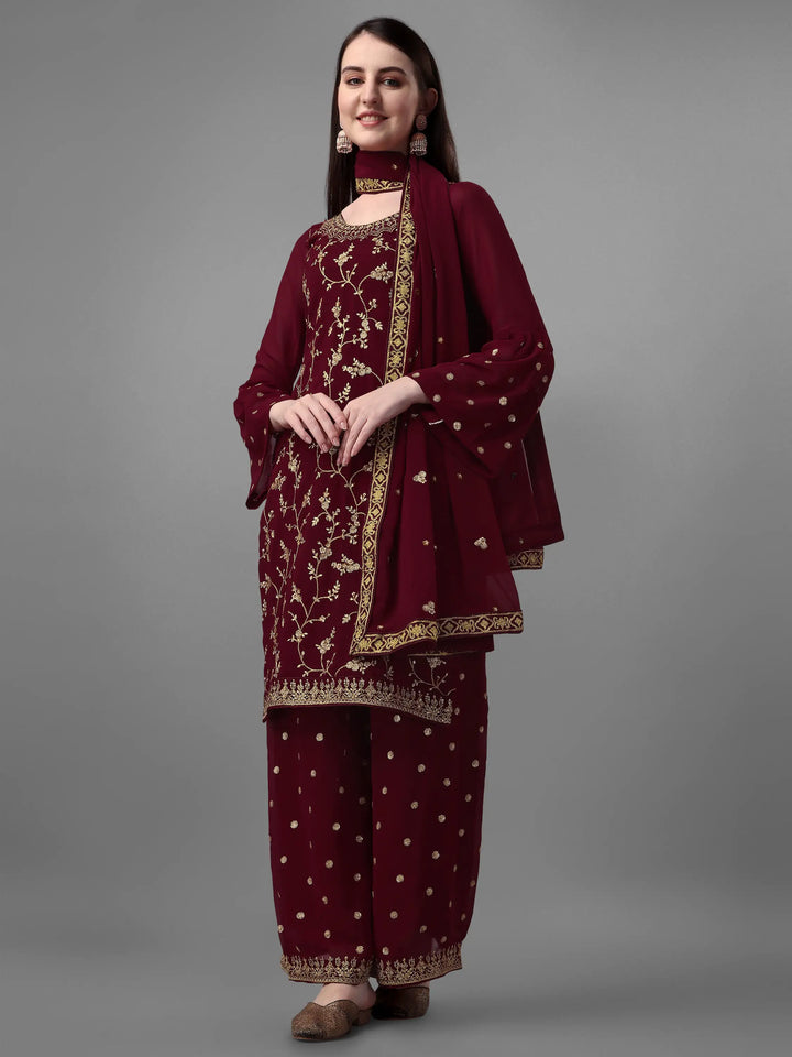 Designer Embroidered Faux-Georgette Salwar Kameez | Elegant Party & Wedding Wear