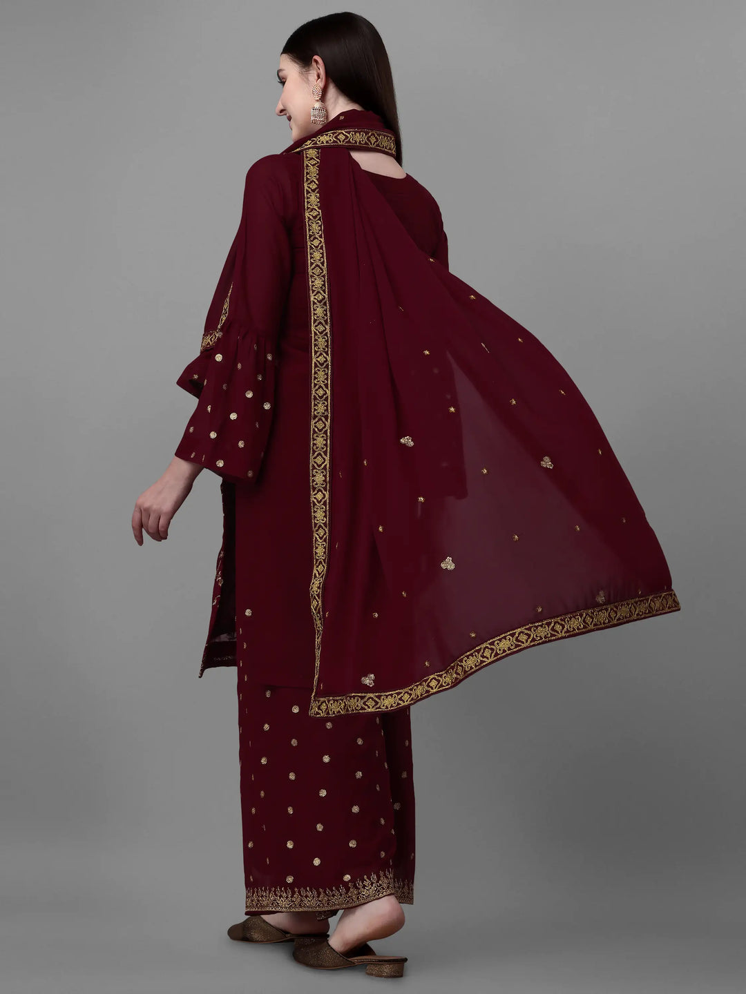 Designer Embroidered Faux-Georgette Salwar Kameez | Elegant Party & Wedding Wear
