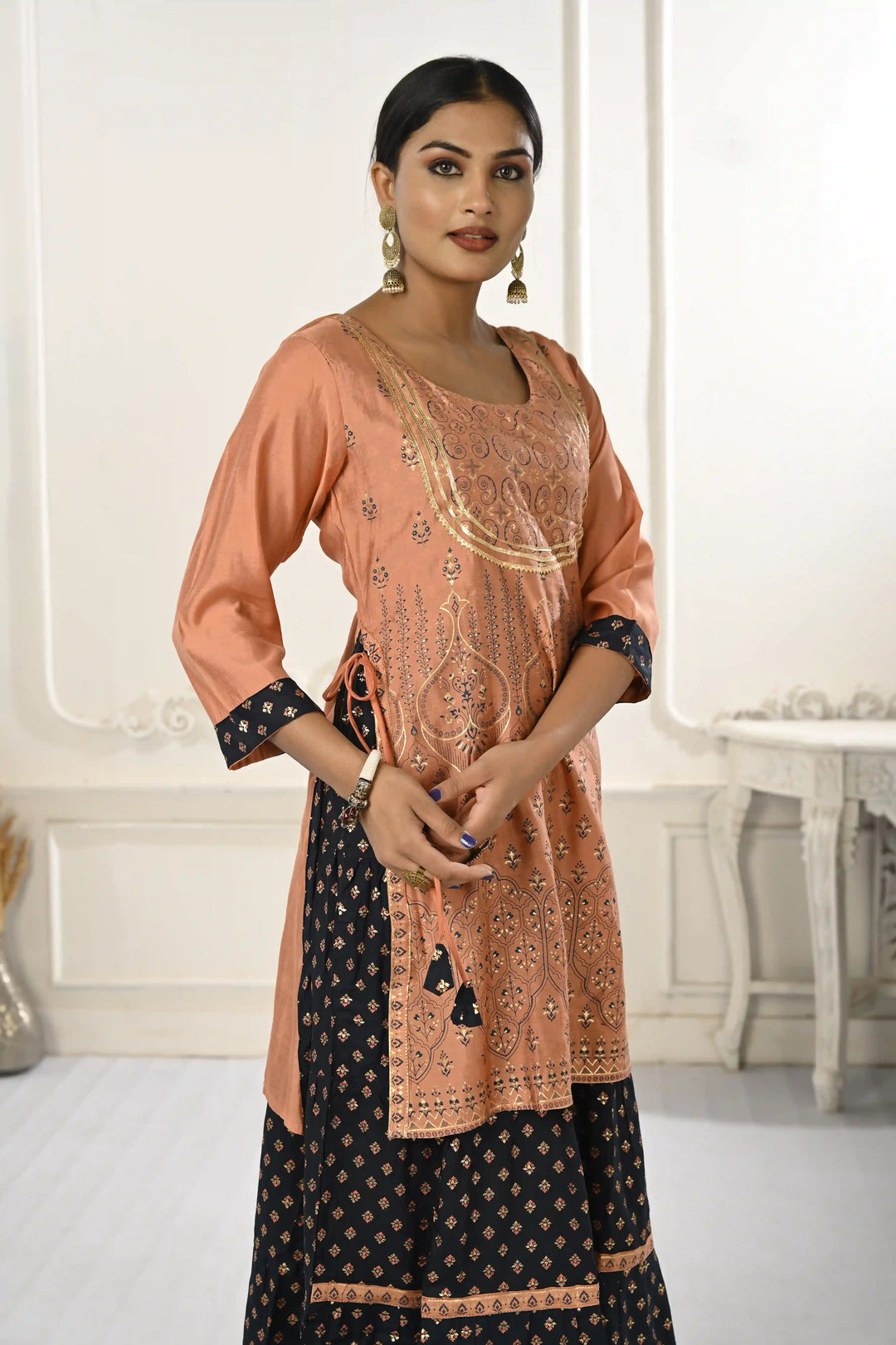 Stylish Ready-Made Cotton Kurti | Beautiful Embroidery with Foil Print
