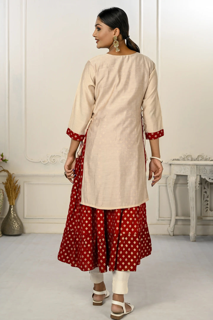 Stylish Ready-Made Cotton Kurti | Beautiful Embroidery with Foil Print