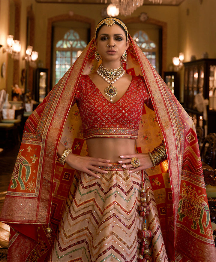 Rajwadi Silk Lehenga Choli | Designer Printed & Mirror Embroidery Work for weddings