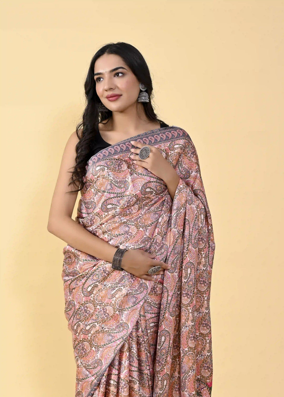 Digital Printed Satin-Silk Saree | Traditional Wedding & Party Wear