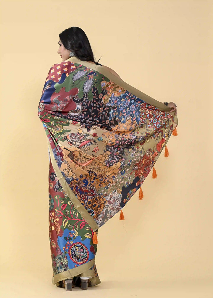 Designer Digital Printed Satin-Silk Saree | Traditional Special Event Wear