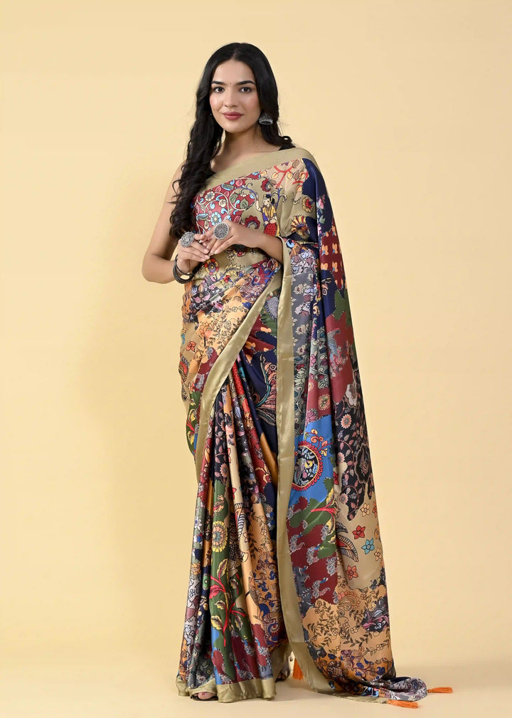 Designer Digital Printed Satin-Silk Saree | Traditional Special Event Wear
