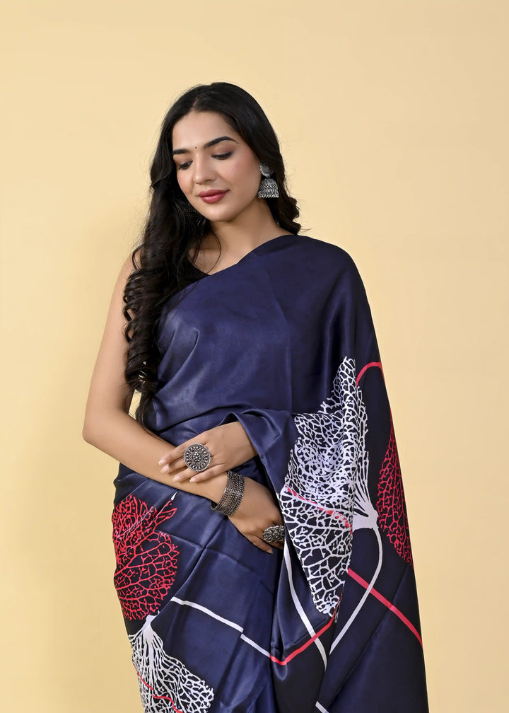 Digital Printed Satin-Silk Saree | Traditional Wedding & Pooja Wear