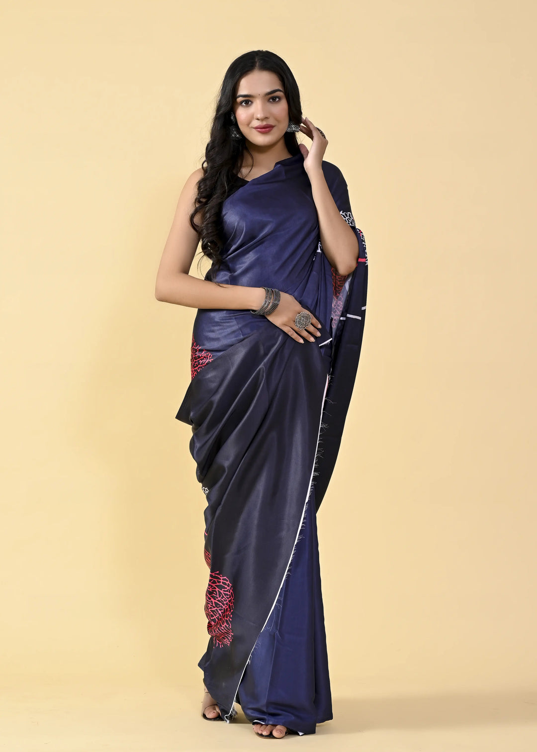 Digital Printed Satin-Silk Saree | Traditional Wedding & Pooja Wear