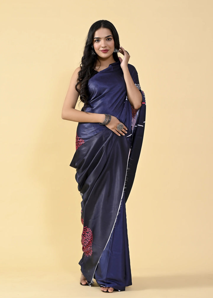 Digital Printed Satin-Silk Saree | Traditional Wedding & Pooja Wear