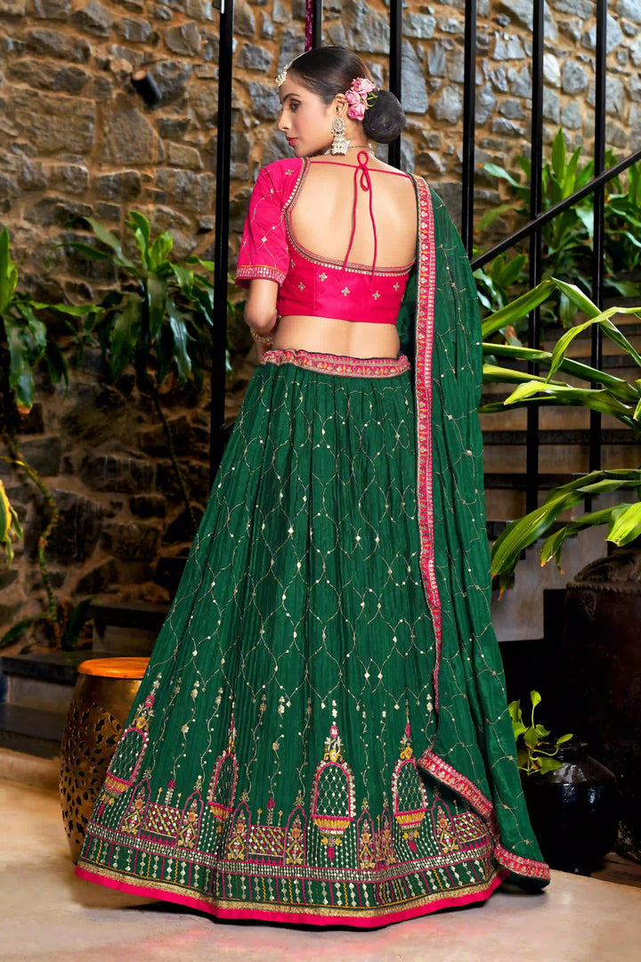 Chinon Lehenga with Malai Satin Blouse Thread Embroidery | Wedding Wear