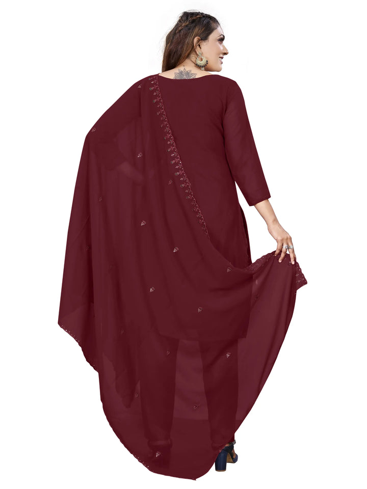 Designer Embroidery Work Kurtis Set | Georgette Top & Santoon Bottom