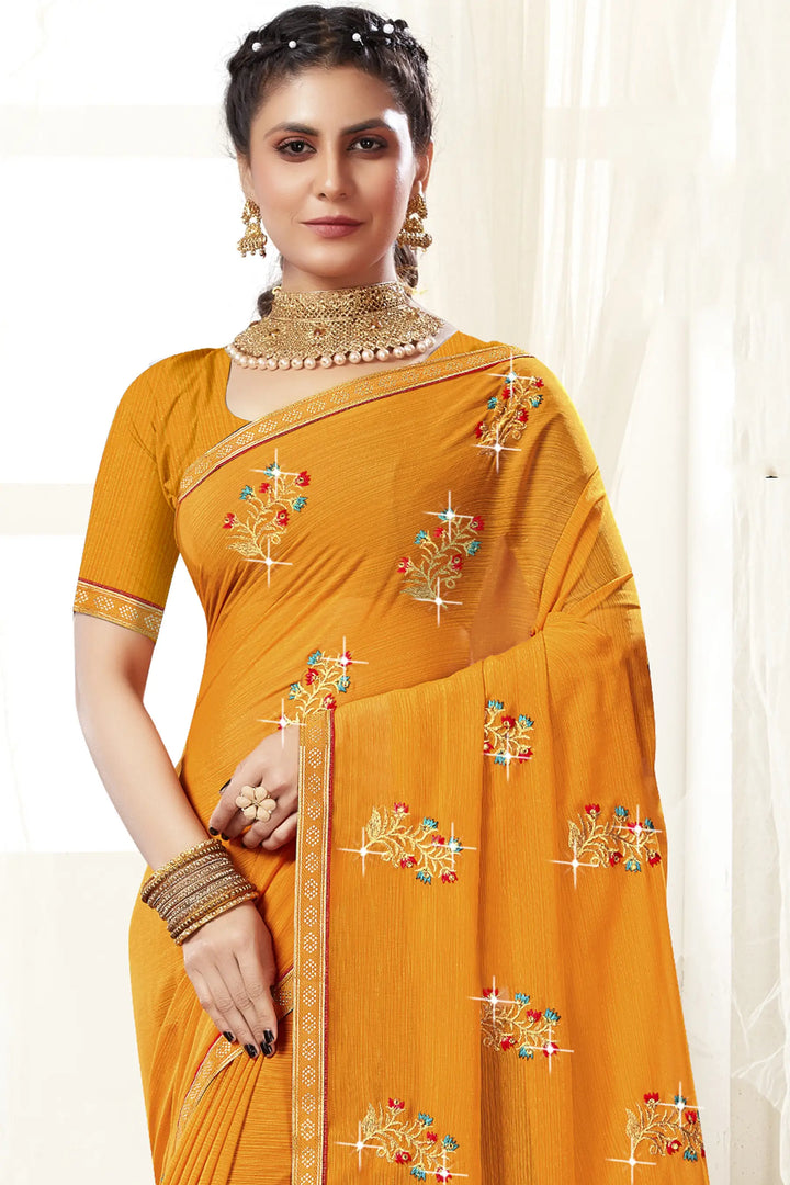 Georgette Saree with Embroidery Work | Traditional Wedding & Party Wear