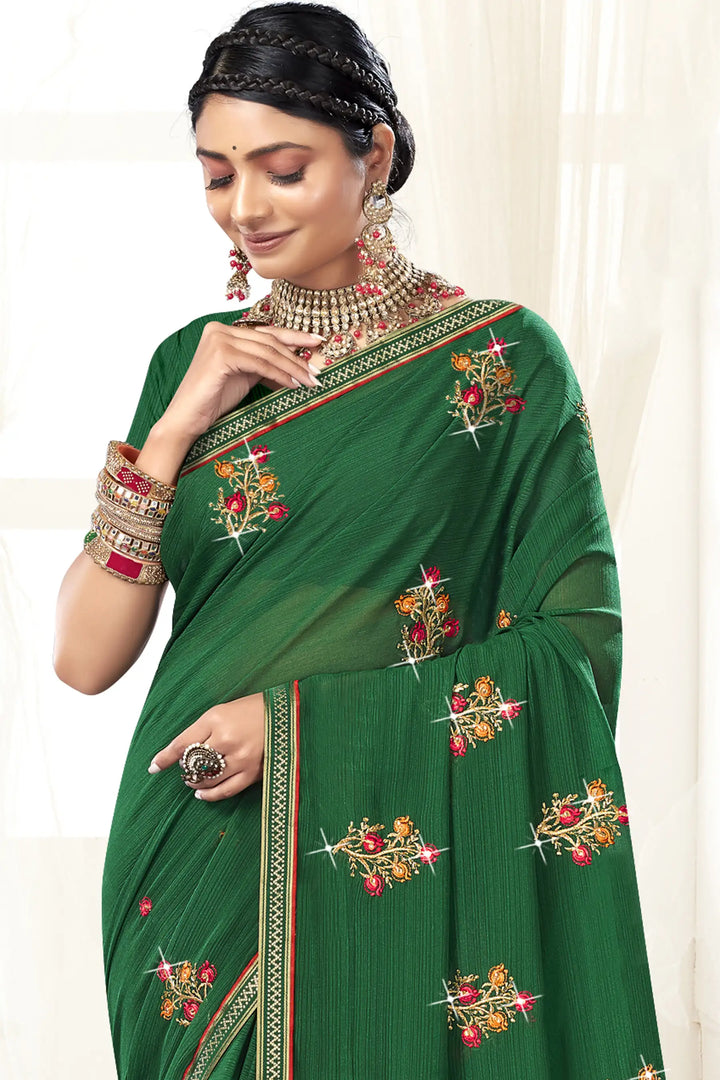 Georgette Saree with Embroidery Work | Traditional Wedding & Party Wear