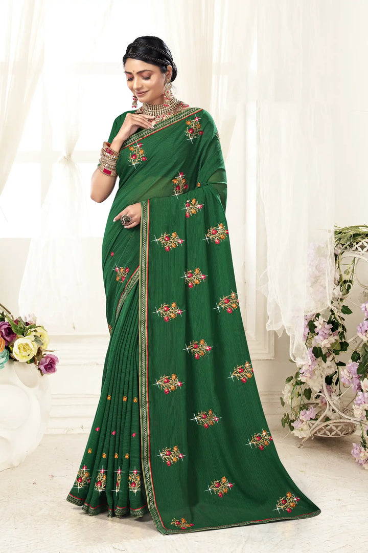 Georgette Saree with Embroidery Work | Traditional Wedding & Party Wear