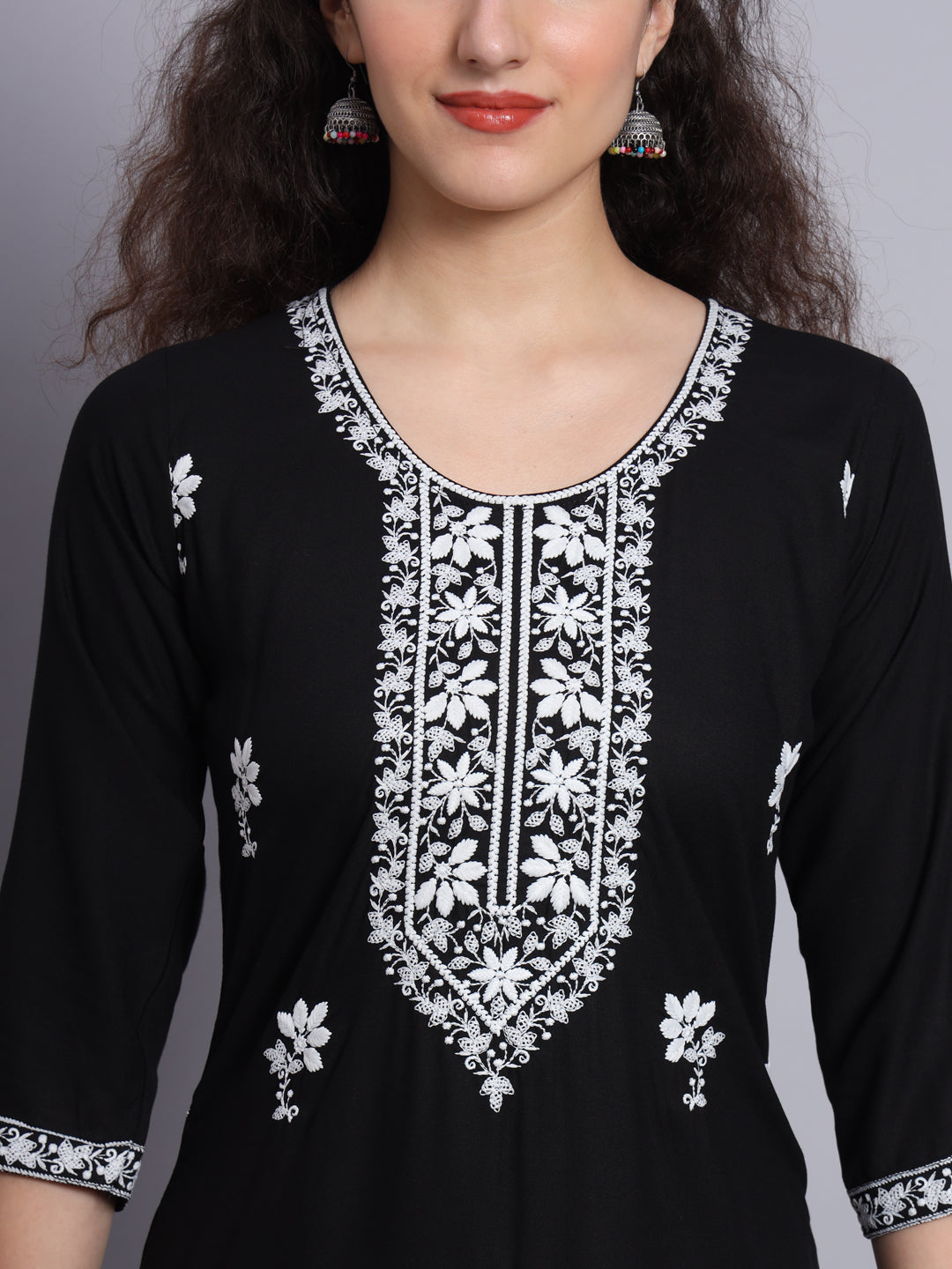 Elegant Rayon Kurti | Beautiful Lucknowi Chikankari Work