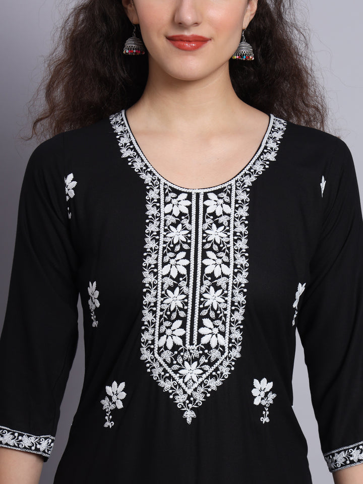 Elegant Rayon Kurti | Beautiful Lucknowi Chikankari Work