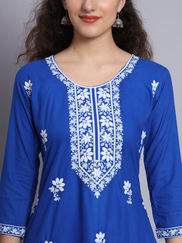 Elegant Rayon Kurti | Beautiful Lucknowi Chikankari Work