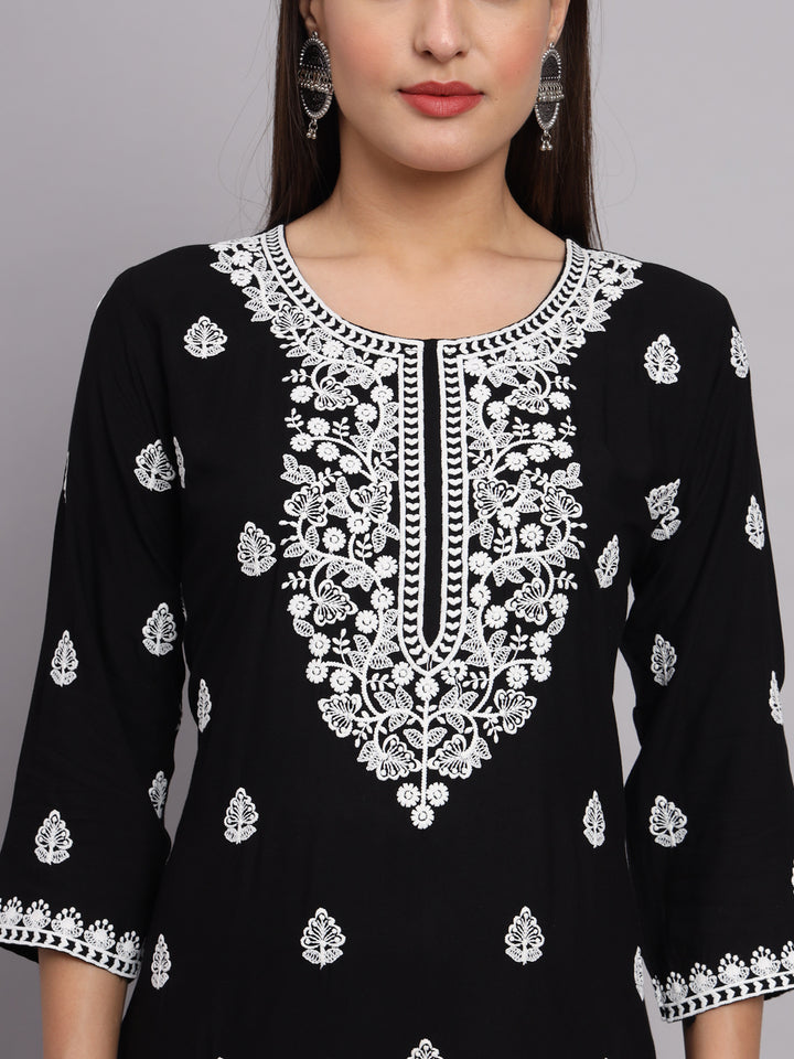 Stylish Rayon Kurti | Beautiful Lucknowi Chikankari Embroidery