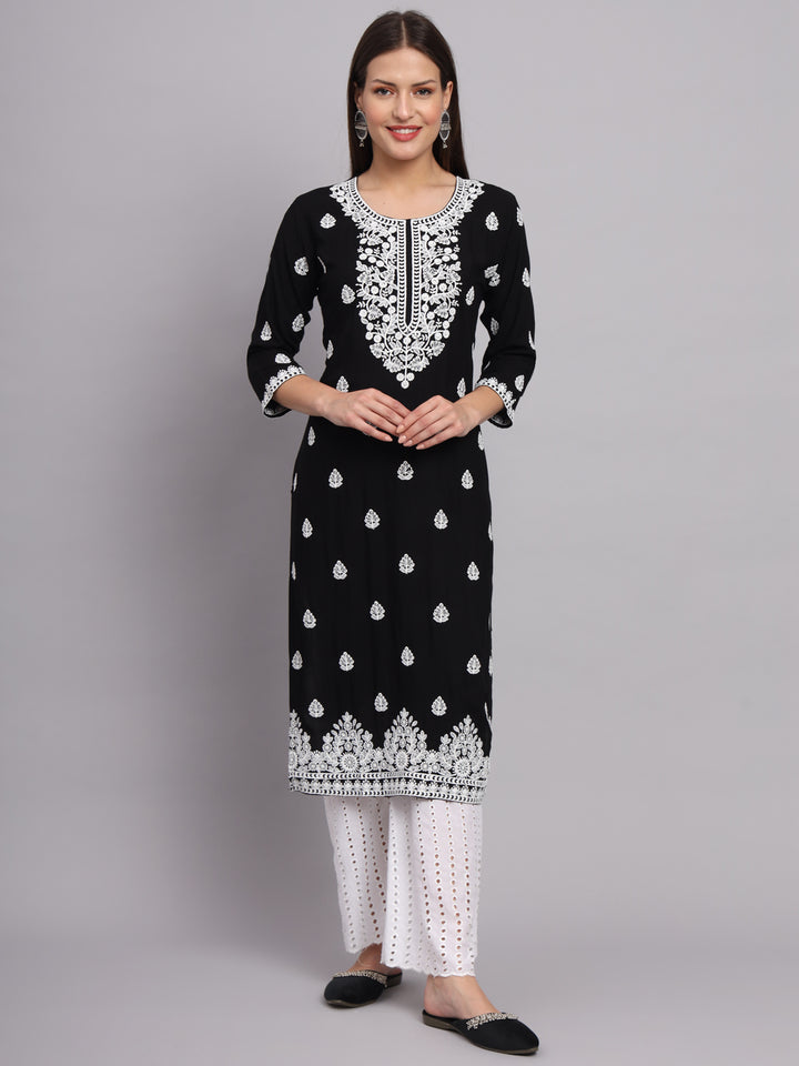 Stylish Rayon Kurti | Beautiful Lucknowi Chikankari Embroidery