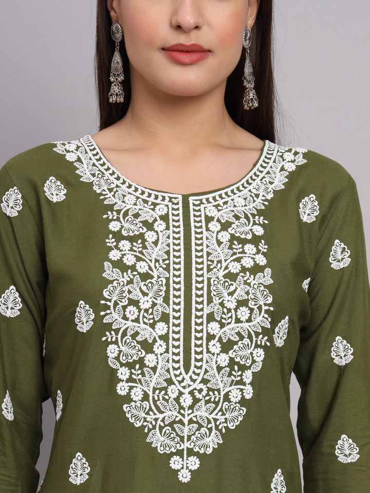 Stylish Rayon Kurti | Beautiful Lucknowi Chikankari Embroidery