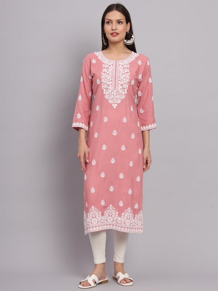 Stylish Rayon Kurti | Beautiful Lucknowi Chikankari Embroidery