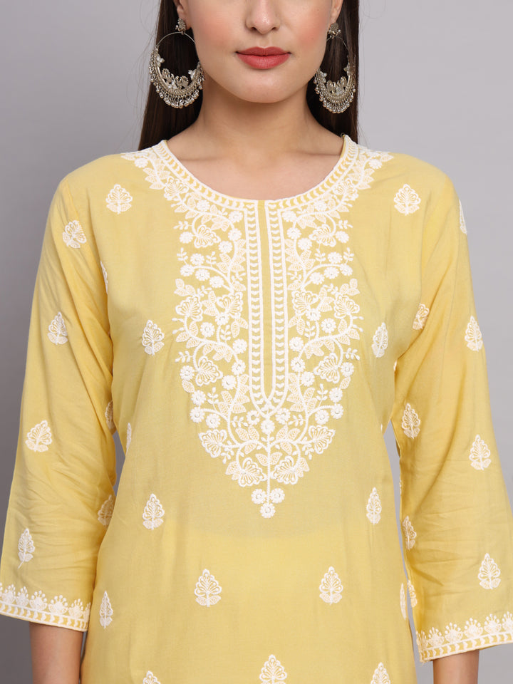 Stylish Rayon Kurti | Beautiful Lucknowi Chikankari Embroidery