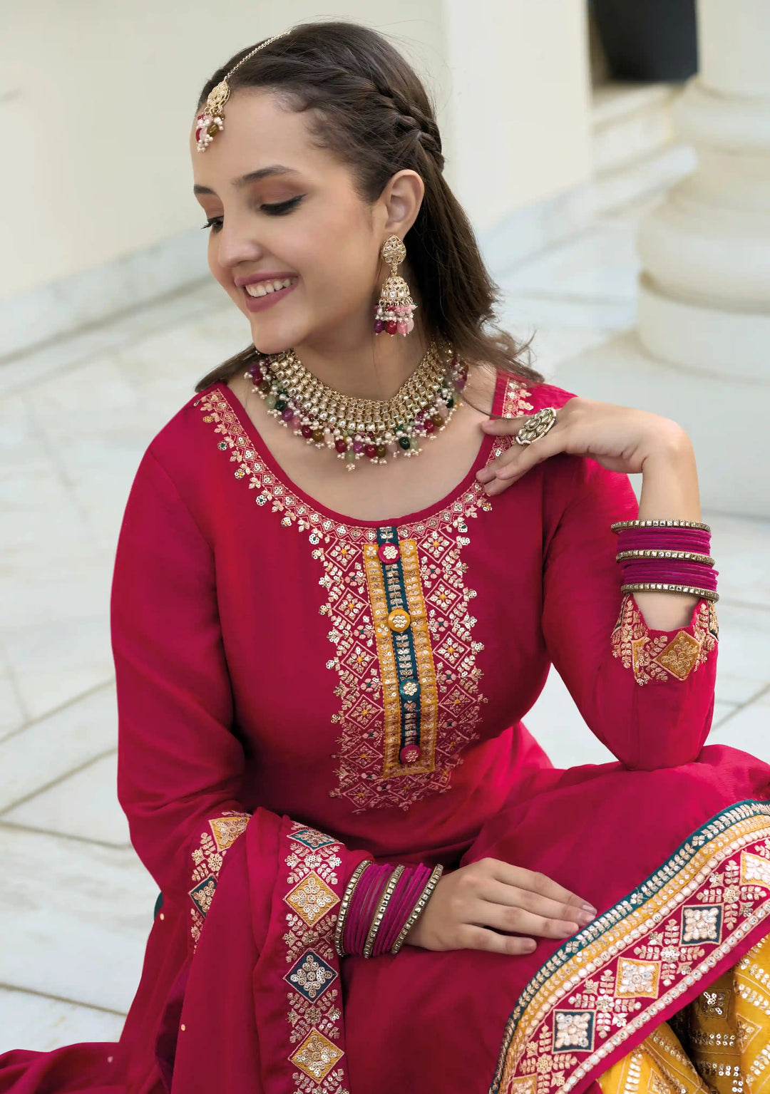 Elegant Georgette Palazzo Set with Exquisite Embroidery | Perfect for Weddings & Festive Wear