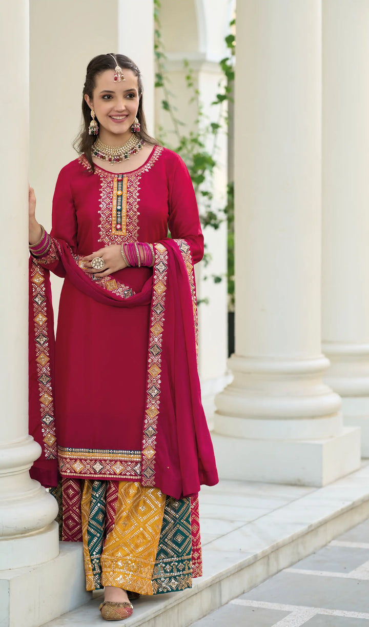 Elegant Georgette Palazzo Set with Exquisite Embroidery | Perfect for Weddings & Festive Wear