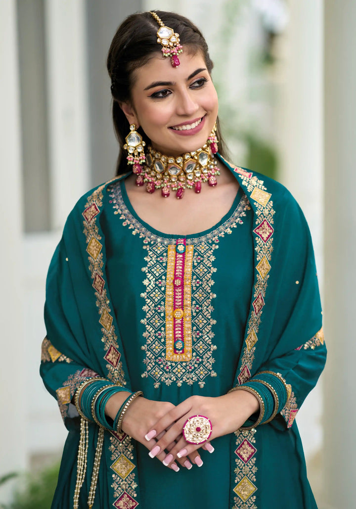 Elegant Georgette Palazzo Set with Exquisite Embroidery | Perfect for Weddings & Festive Wear