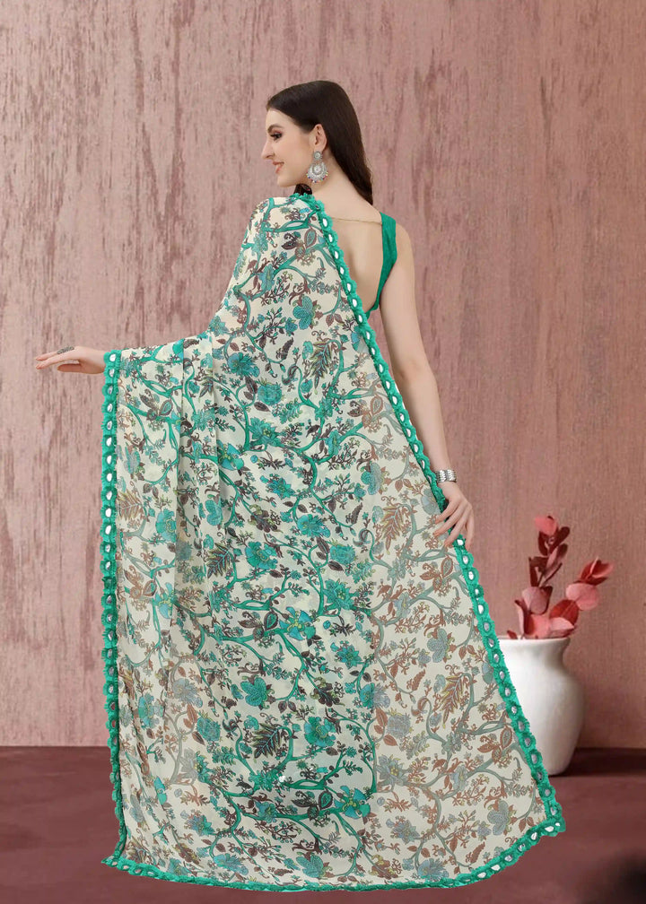 Georgette Printed Saree | Banglori Blouse for Weddings, Parties & Pooja Wear