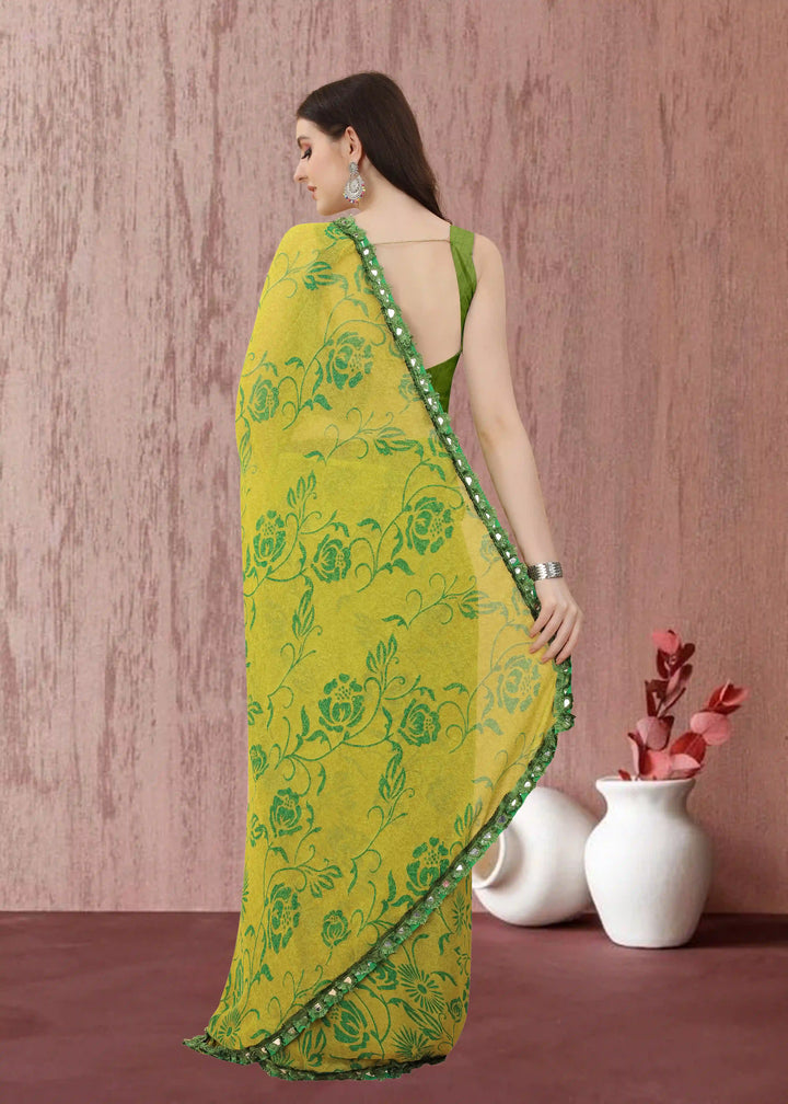 Stylish Georgette Saree | Printed Design & Banglori Blouse for Party Occasions