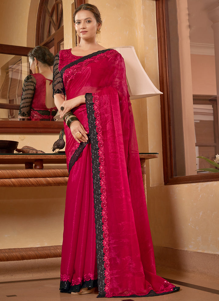 Sitara Chiffon Lace-Work Saree | Traditional Wedding & Party Wear