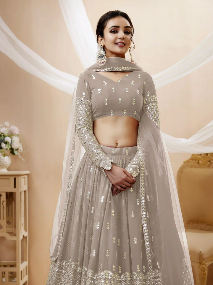 Georgette Lehenga Choli | Soft Net Dupatta with Sequins Zari Embroidery for weddings