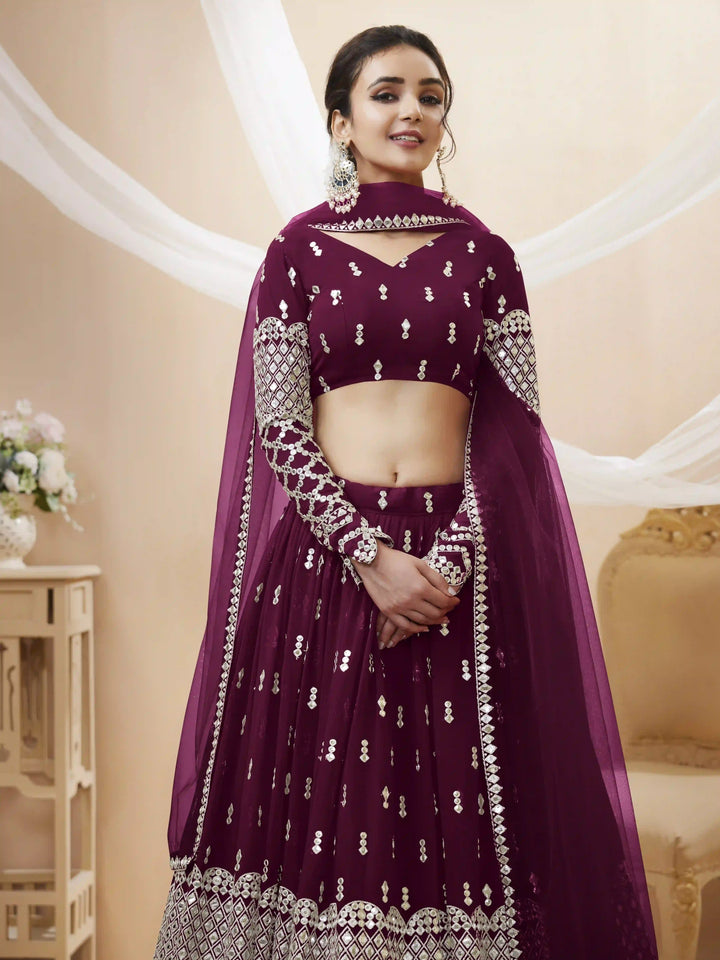 Georgette Lehenga Choli | Soft Net Dupatta with Sequins Zari Embroidery for weddings