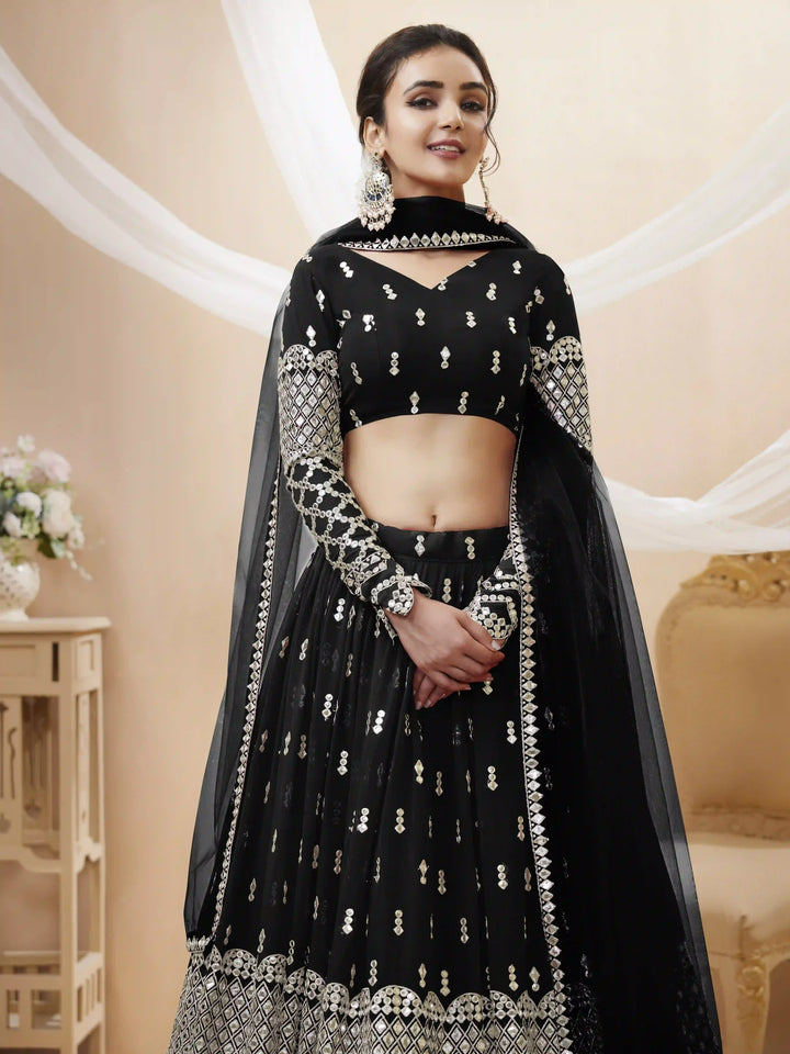 Georgette Lehenga Choli | Soft Net Dupatta with Sequins Zari Embroidery for weddings