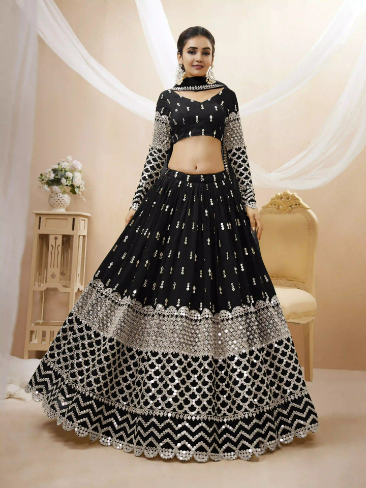 Georgette Lehenga Choli | Soft Net Dupatta with Sequins Zari Embroidery for weddings