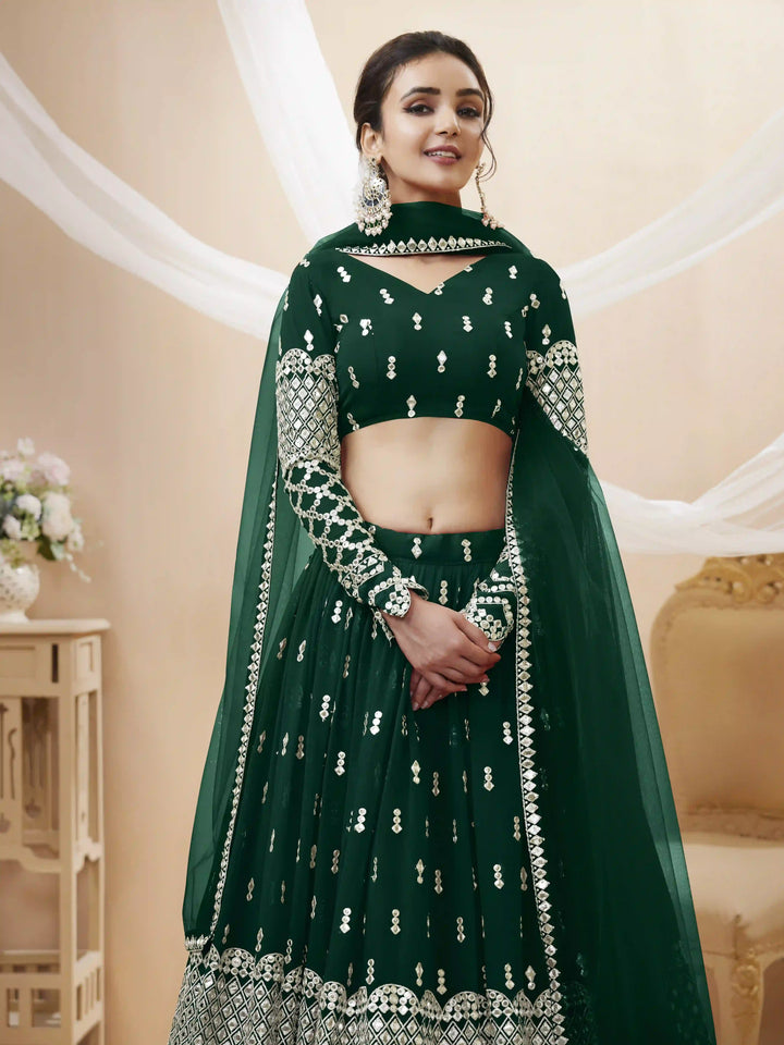 Georgette Lehenga Choli | Soft Net Dupatta with Sequins Zari Embroidery for weddings