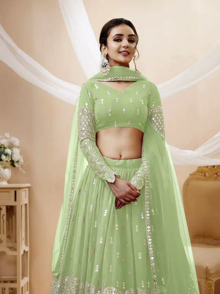 Georgette Lehenga Choli | Soft Net Dupatta with Sequins Zari Embroidery for weddings