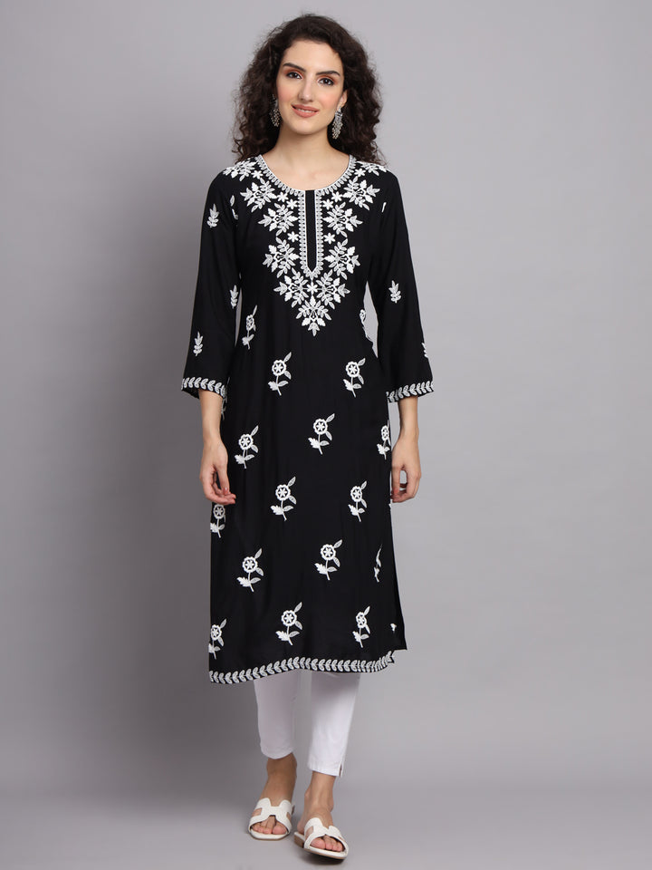 Women's Indian Kurta | Rayon Kurti with Traditional Embroidery
