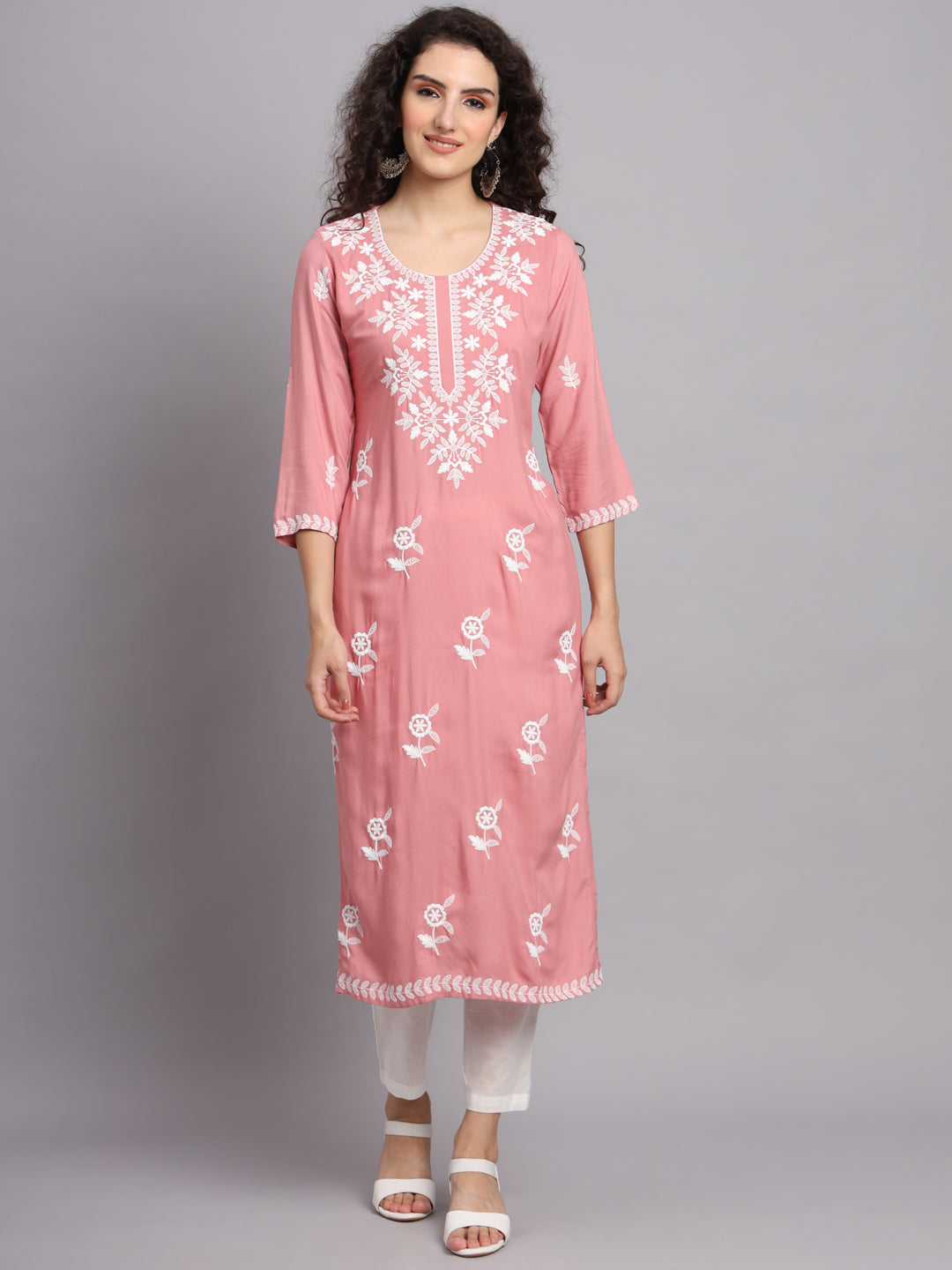 Women's Indian Kurta | Rayon Kurti with Traditional Embroidery