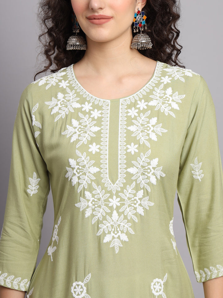 Women's Indian Kurta | Rayon Kurti with Traditional Embroidery