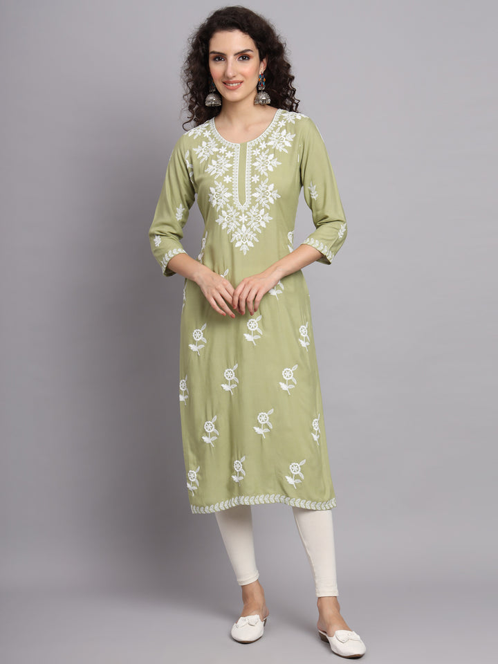 Women's Indian Kurta | Rayon Kurti with Traditional Embroidery