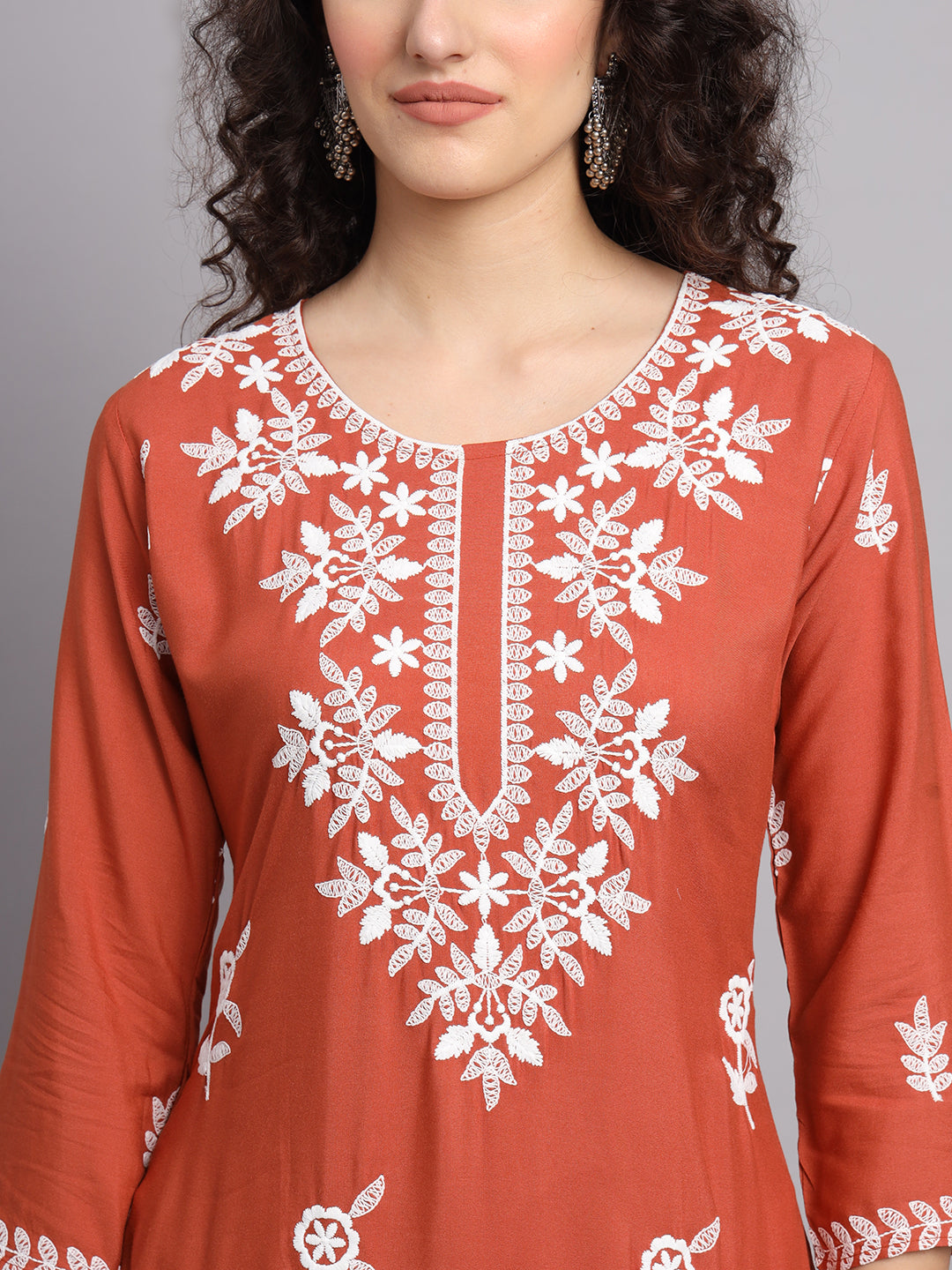 Women's Indian Kurta | Rayon Kurti with Traditional Embroidery